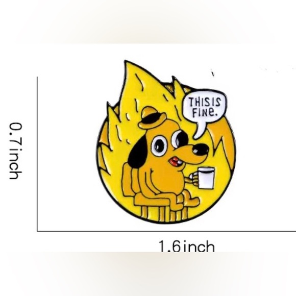 Everything’s Fine x Mental Health Matters colorful enamel cartoon pin brooch - Picture 10 of 15
